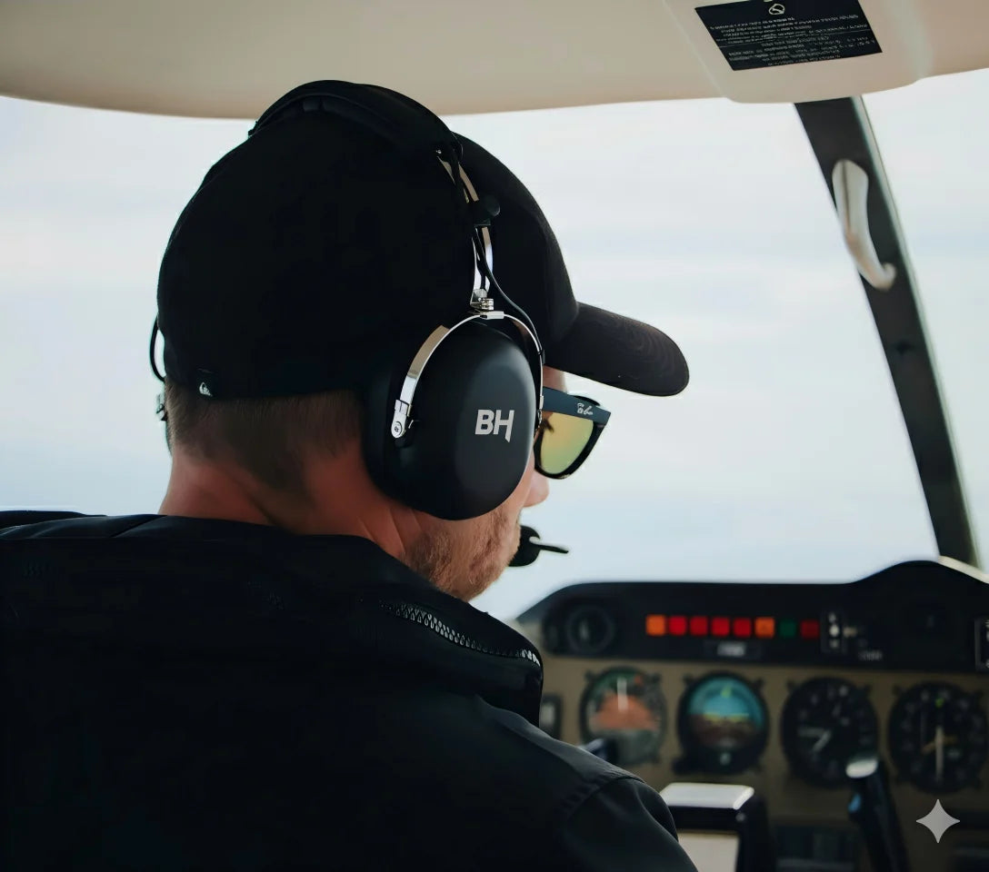 Pilot wears BH aviation Headsets AlphaLite
